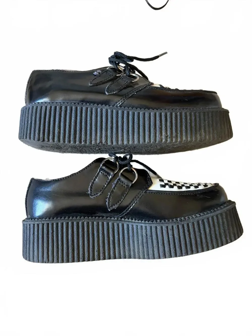 T.U.K. Black and White Checkerboard Creepers Platform Shoes Men’s US 6